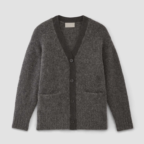 Everlane The Superfuzz Alpaca Cardigan in Dark Charcoal size Small. New with tag - Picture 7 of 14